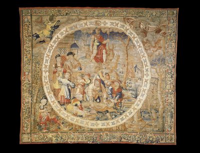 Arazzo allegorico di Bruxelles che raffigura il mese di dicembre da "I Mesi Medaglione", c.1525 da Bernaert van Orley