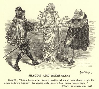 Shacon e Bakespeare - La paternità di Shakespeare (incisione) da Bernard (after) Partridge