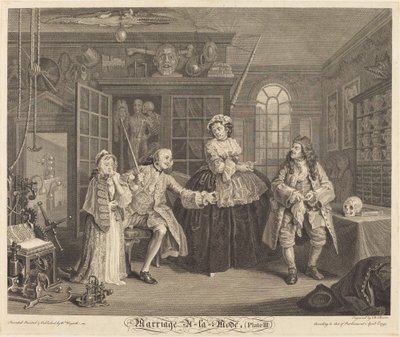 Matrimonio alla moda: tav. 3 da Bernard Baron after William Hogarth