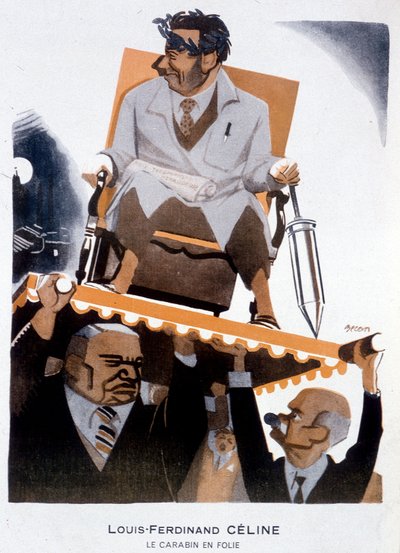 Caricatura di Louis-Ferdinand Céline - Illustrazione di Bernard Becan in "Fantasio" del 15/01/1933 da Bernard Becan