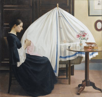 Delfina Boutet de Monvel (1896-1974) vicino alla culla di Sylvie da Bernard Boutet de Monvel