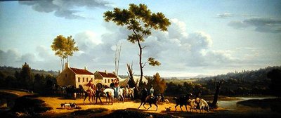 Viaggiatori a cavallo in un paesaggio da Bernard Edouard Swebach