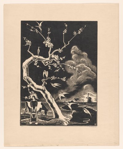 Albero con aironi da Bernard Essers (signed by artist)