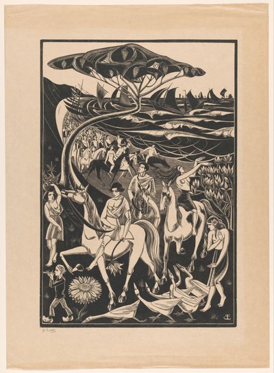 Processione di cavalieri sulla spiaggia da Bernard Essers (signed by artist)