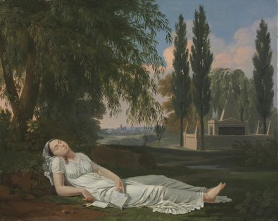 Donna che dorme in un paesaggio con una lettera, c. 1800 da Bernard Gaillot