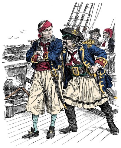 Due pirati minacciosi, illustrazione di Bernard Partridge (1861-1945) da 