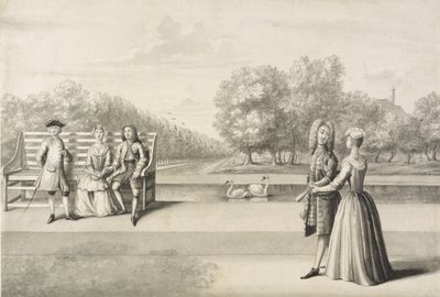 Figure sulla riva del Long Water, Hampton Court Palace da Bernard Lens