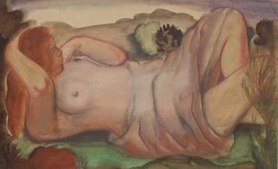 Nudo reclinato in un paesaggio, c.1940 da Bernard Meninsky