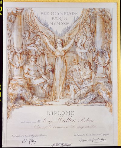 Diploma di premiazione dalla VIII Olimpiade, tenutasi a Parigi da Bernard Naudin