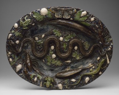 Ceramica rustica: Piatto con ornamenti animali e vegetali, seconda metà del XVI secolo da Bernard Palissy