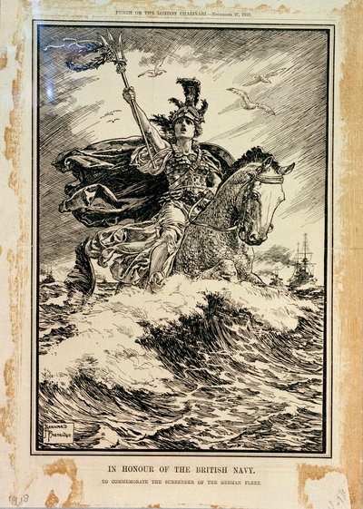 In onore della Marina Britannica. Per commemorare la resa della flotta tedesca. Copertina di Punch, 27 novembre 1918 da Bernard Partridge