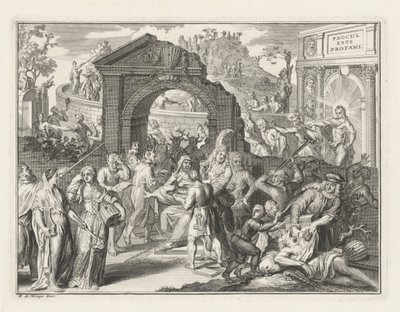 Caricatura sulla lotta per il teatro, ca. 1685 da Bernard Picart (attributed to)