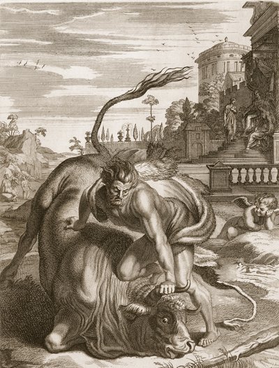 Acheloo in forma di toro è sconfitto da Ercole, 1731 da Bernard Picart