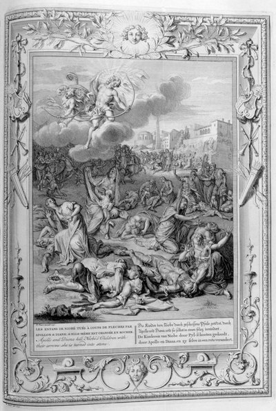 Apollo e Diana uccidono i figli di Niobe con le loro frecce da Bernard Picart