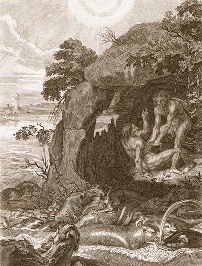 Aristeo costringe Proteo a rivelare i suoi oracoli, 1731 da Bernard Picart