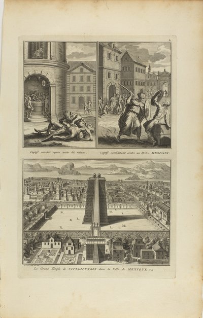 Prigioniero scuoiato.../Combattente prigioniero/Il Grande Tempio di Vitzliputsli da Bernard Picart