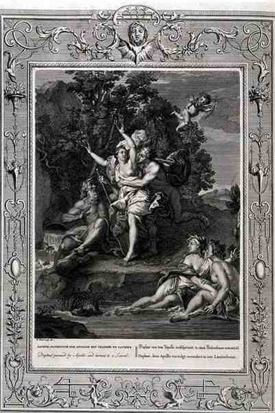 Dafne inseguita da Apollo e trasformata in albero di alloro da Bernard Picart