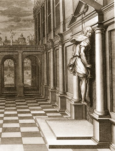 Iphis si impicca per la disperazione di non poter conquistare Anassarete, 1731 da Bernard Picart