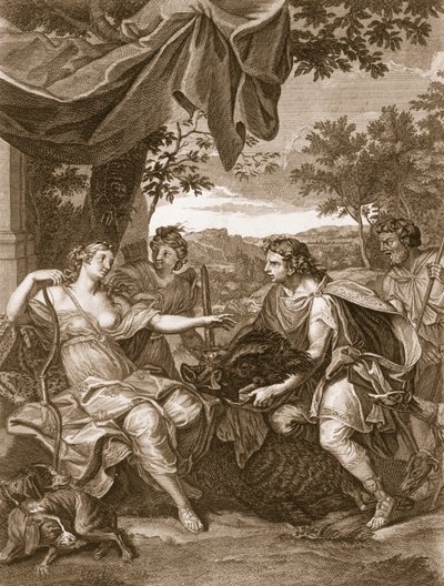 Meleagro presenta la testa del cinghiale ad Atalanta, 1731 da Bernard Picart