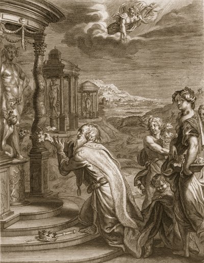 Eneo, re di Calidone, avendo trascurato Diana in un sacrificio è punito per la sua empietà, 1731 da Bernard Picart