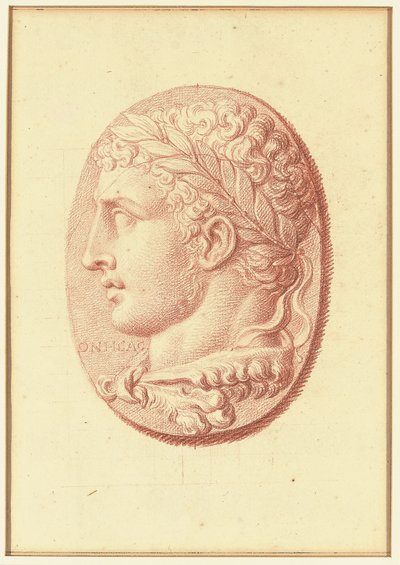 Uno dei quattro studi dopo cammei, tre con ritratti di profilo classici e uno con un rilievo frammentario di Cupido e due leoni che trainano un carro da Bernard Picart