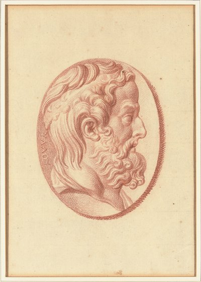 Uno dei quattro studi dopo cammei, tre con ritratti di profilo classici e uno con un rilievo frammentario di Cupido e due leoni che trainano un carro da Bernard Picart