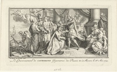 Pietro il Grande incorona sua moglie Caterina I come Imperatrice, 1726 da Bernard Picart