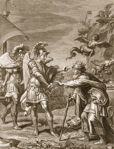 Fineo è liberato dalle Arpie da Calais e Zetes, 1731 da Bernard Picart