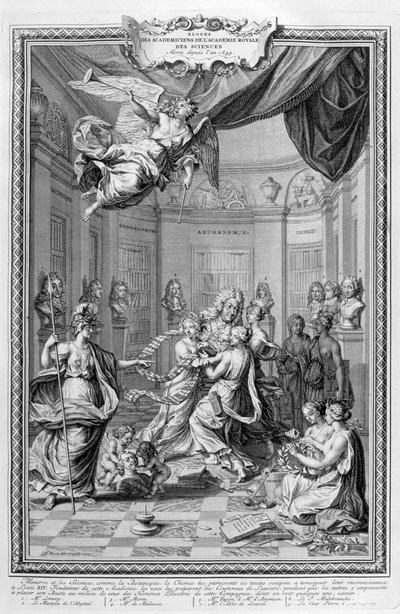 Lode degli Accademici della Royal Academy of Science... 1728 da Bernard Picart