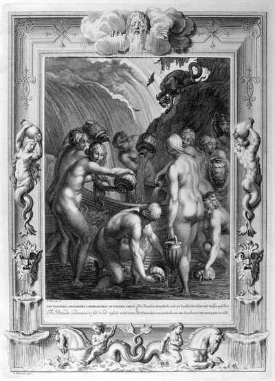 Le Danaidi condannate a riempire vasi forati con acqua da Bernard Picart