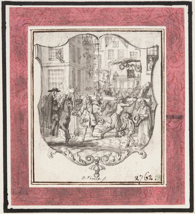 Vignette. Straßenszene eingefügt in Schildrahmen da Bernard Picart