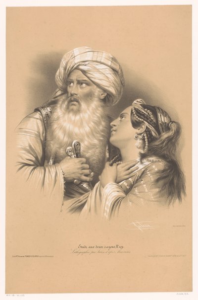 Uomo con turbante e donna che piange da Bernard Romain Julien