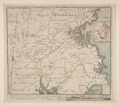 Mappa di Boston e dintorni, ca. 1775 da Bernard Romans