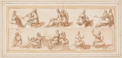 Foglio di schizzi con diverse figure da Bernard Salomon
