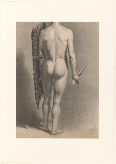 Nudo maschile con spada e scudo, visto di spalle da Bernard Willem Wierink (signed by artist)