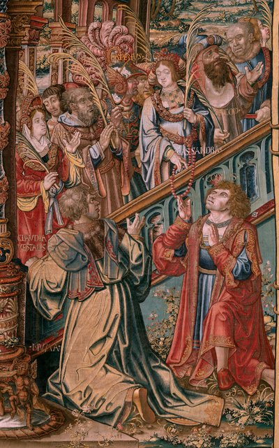 Serie Gli onori. Fede. Primo arazzo della serie. Modello Cartonisti del circolo di Bernard van Orley e Jan Gossaert (Mabuse). Manifattura Pieter van Aelst, Bruxelles. Ca 1550 da Bernard van Orley