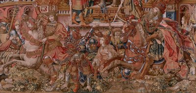 Serie Gli onori. Fama. Terzo arazzo della serie. Modello Cartonisti del circolo di Bernard van Orley e Jan Gossaert (Mabuse). Manifattura Pieter van Aelst, Bruxelles. Ca 1550 da Bernard van Orley