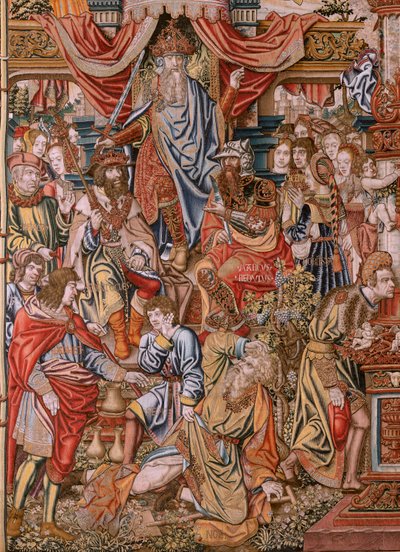 Arazzo fiammingo. Serie Gli Onori. Nobiltà. Quarto arazzo della serie. Modello Cartonisti del circolo di Bernard van Orley e Jan Gossaert (Mabuse). Manifattura Pieter van Aelst, Bruxelles. Ca 1550. Tessuto Oro, argento, seta e lana. da Bernard van Orley