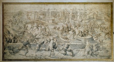 Sesta guerra italiana (1521-1526): Battaglia di Pavia, 25 febbraio 1525. Disegno di Bernard Van Orley (1488-1541) 1525 Parigi da Bernard van Orley