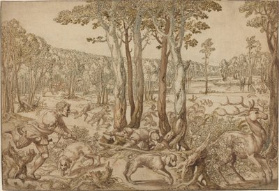 Le cacce di Massimiliano: La caccia al cervo (agosto) da Bernard van Orley
