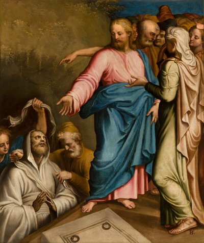 Cappella del SS Sacramento, prima campata lato sud, Lavanda dei piedi 1569 da Bernardino Campi