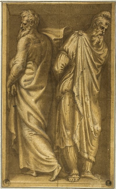 Due prigionieri in piedi in una nicchia da Bernardino Campi