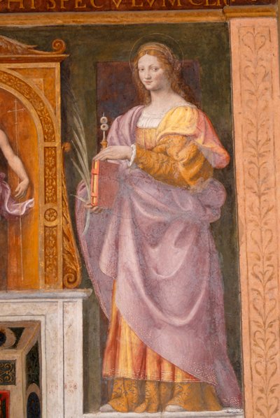 Santa Lucia, affresco di Bernardino Luini nella chiesa di San Maurizio al Monastero Maggiore, Milano, Lombardia, Italia da Bernardino Luini