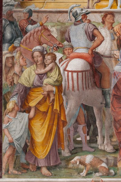 Donna e bambini (dettaglio) della Passione e Crocifissione di Cristo da Bernardino Luini