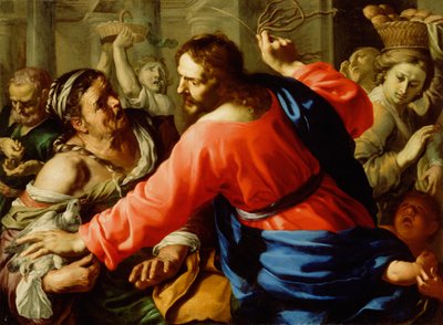 Cristo che purifica il tempio, c.1655 (olio su tela) da Bernardino Mei