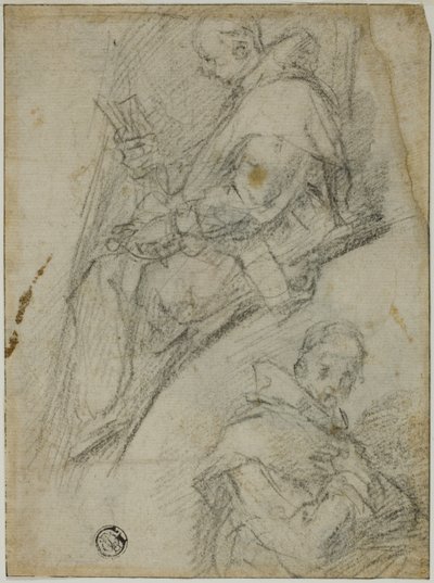 Due studi di certosini (recto); Tre schizzi di teste di certosini (verso) da Bernardino Poccetti