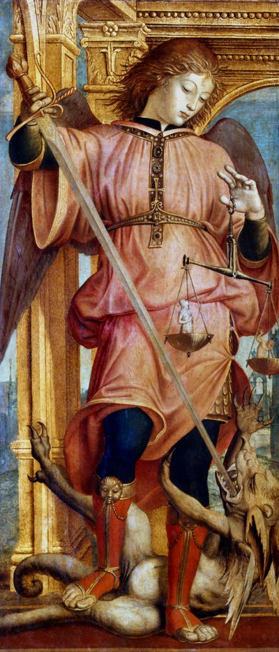 San Michele Arcangelo che combatte un drago con una spada, c1484-1526 da Bernardino Zenale