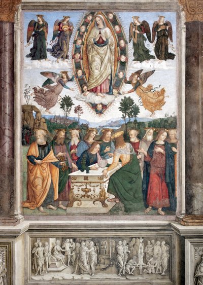 Assunzione della Vergine - La Vergine è rappresentata in una mandorla - Affresco di Pinturicchio (Bernardino di Betto) (1454-1513) 1484-1492 Roma, Basilica di Santa Maria del Popolo, Cappella Basso della Rovere da Bernardino di Betto Pinturicchio
