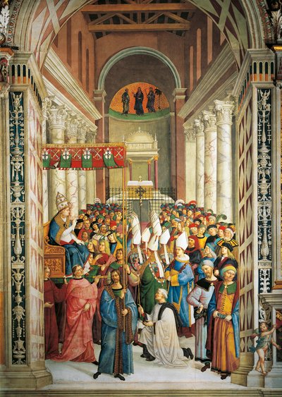 Cattedrale di Siena, Biblioteca Piccolomini, Incoronazione di Papa Pio II, (dettaglio) da Bernardino di Betto Pinturicchio