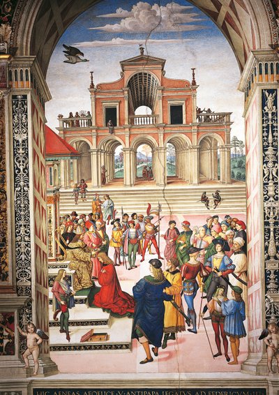 Italia, Siena, Cattedrale, Biblioteca Piccolomini, Enea Silvio Piccolomini incoronato poeta laureato dall